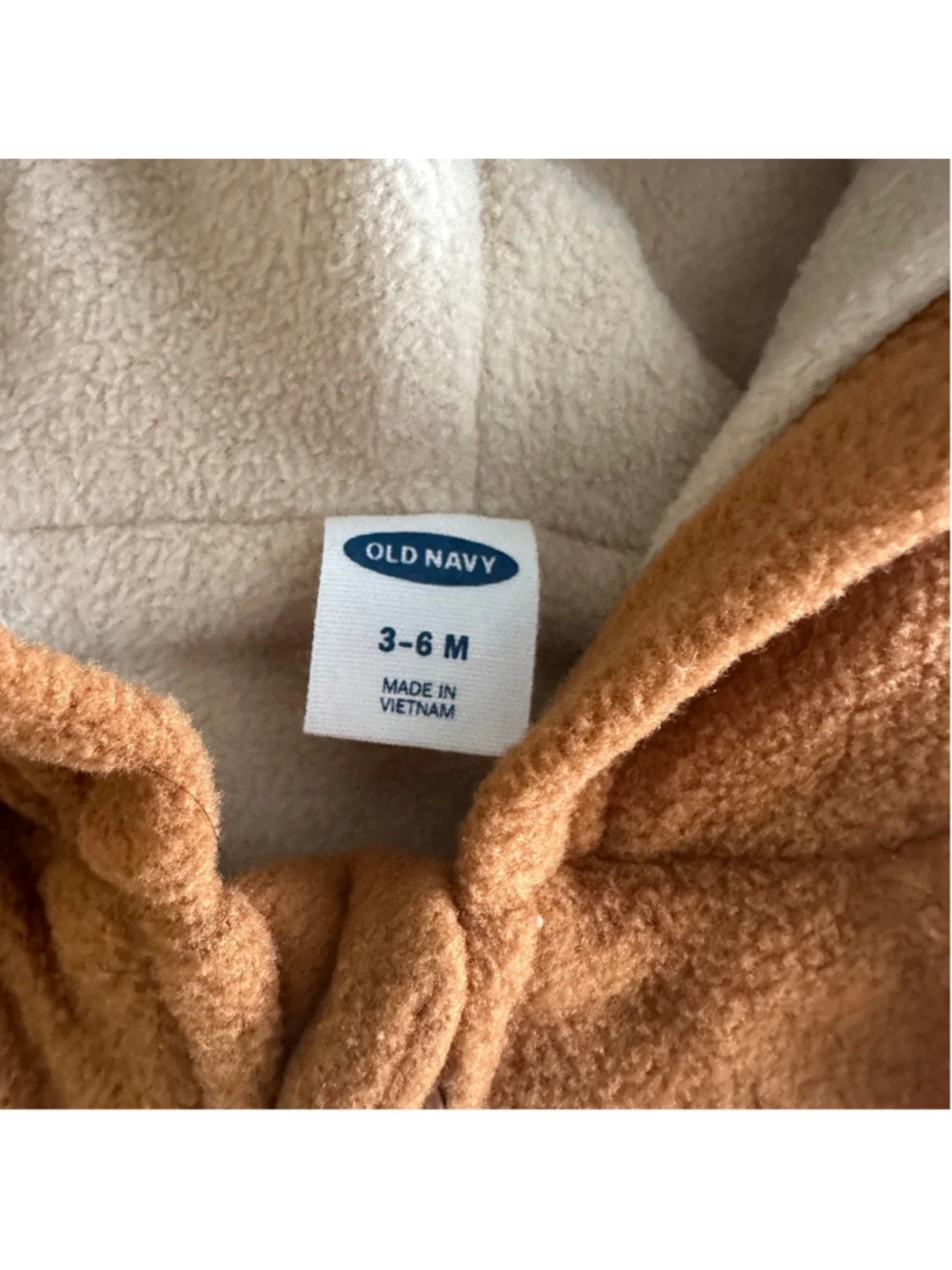 Old Navy Bear Footie 3 6M Brown Fleece Baby Bunting Hooded
